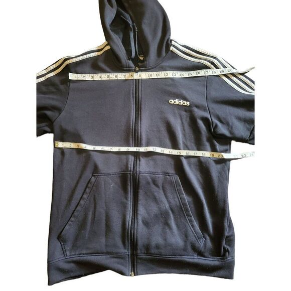 Adidas Hooded Track Jacket Men Sz XL Full Zip Black Workout Athleisure - Picture 4 of 6